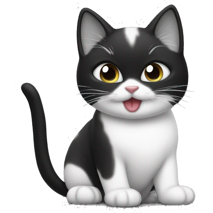 Cute cat sending kisses black and white Tuxie  emoji
