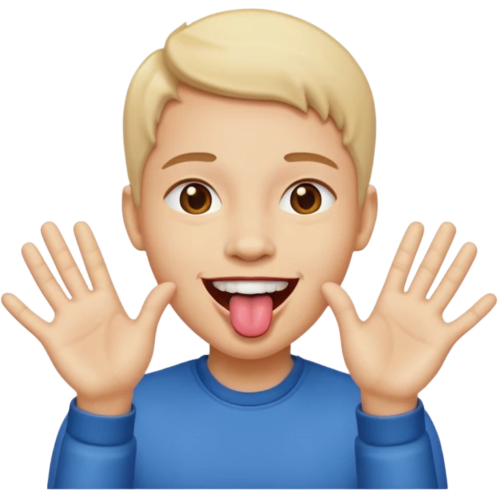 Tongue out hands spreading smiling emoji