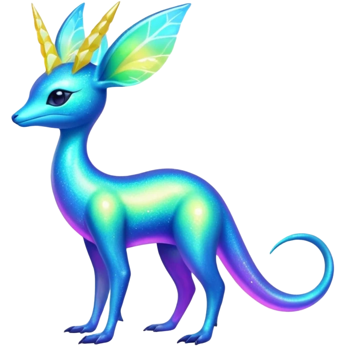 Shiny Exotic Colorful Neon-colored Ethereal Sparkly Amaura-Aurorus-Fakémon-hybrid-creature (full body)  emoji