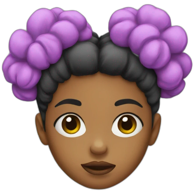 girl with 2 afro puffs with a frown emoji