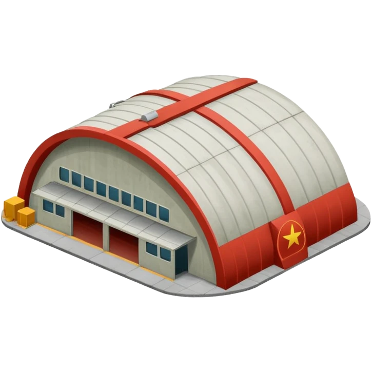 USSR military airplane rounded roof hangar isometry view emoji