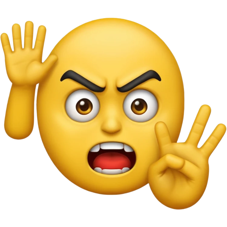 creepy mad emoji with the stop hand emoji