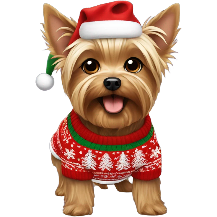 Yorkshire terrier wearing a Christmas jumper  emoji