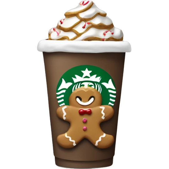 a christmas starbucks coffee with gingerbread emoji