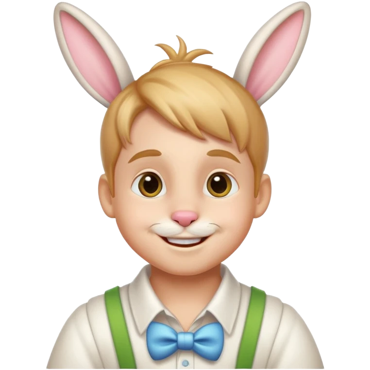 Boy dressed up as a real happy bunny emoji