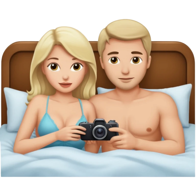 Sexy couple filming bed emoji