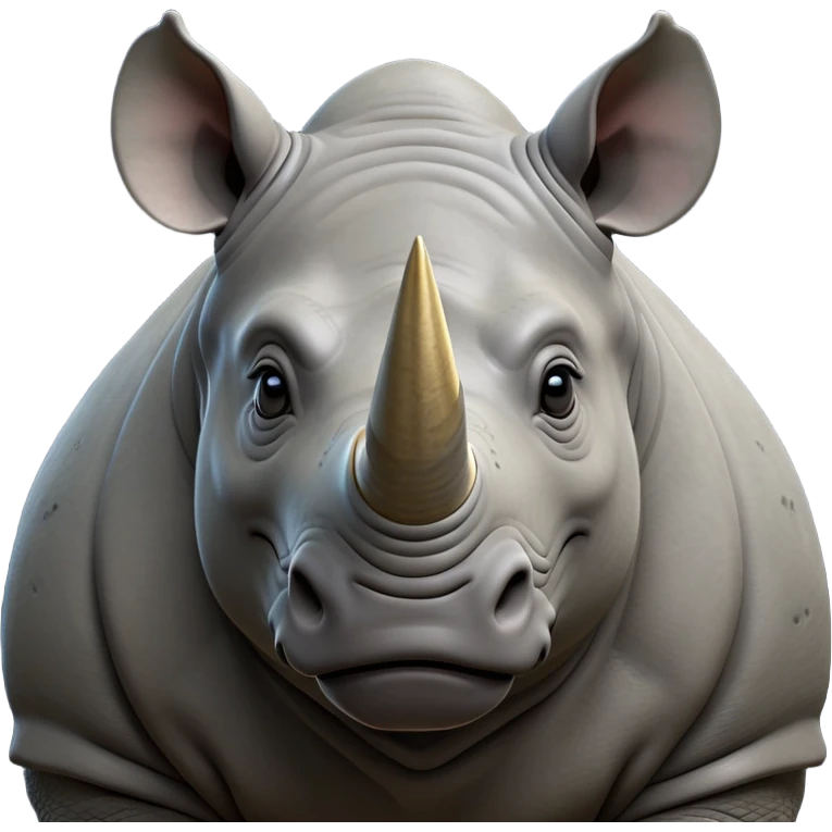 cinematic-noble-rhinoceros-portrait-emoji,-poised,-with-a-massive,-powerful-build-and-a-thick,-hide-of-slate-gray,-deep-set-soulful-piercing-eyes,-simplified-yet-sharp-and-sophisticated-features,-highly-detailed, with large black eyes, szoomed out showing houlders emoji