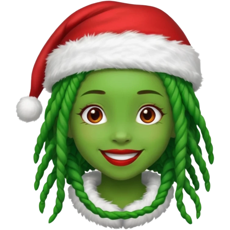 Girl style grinch with locs emoji