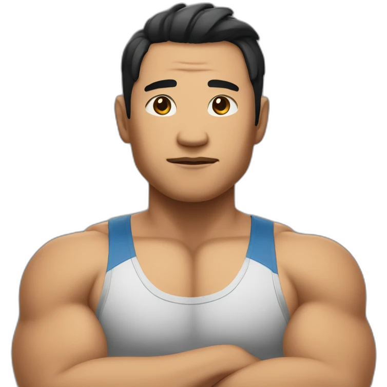Asian CrossFiter crosses his arms emoji