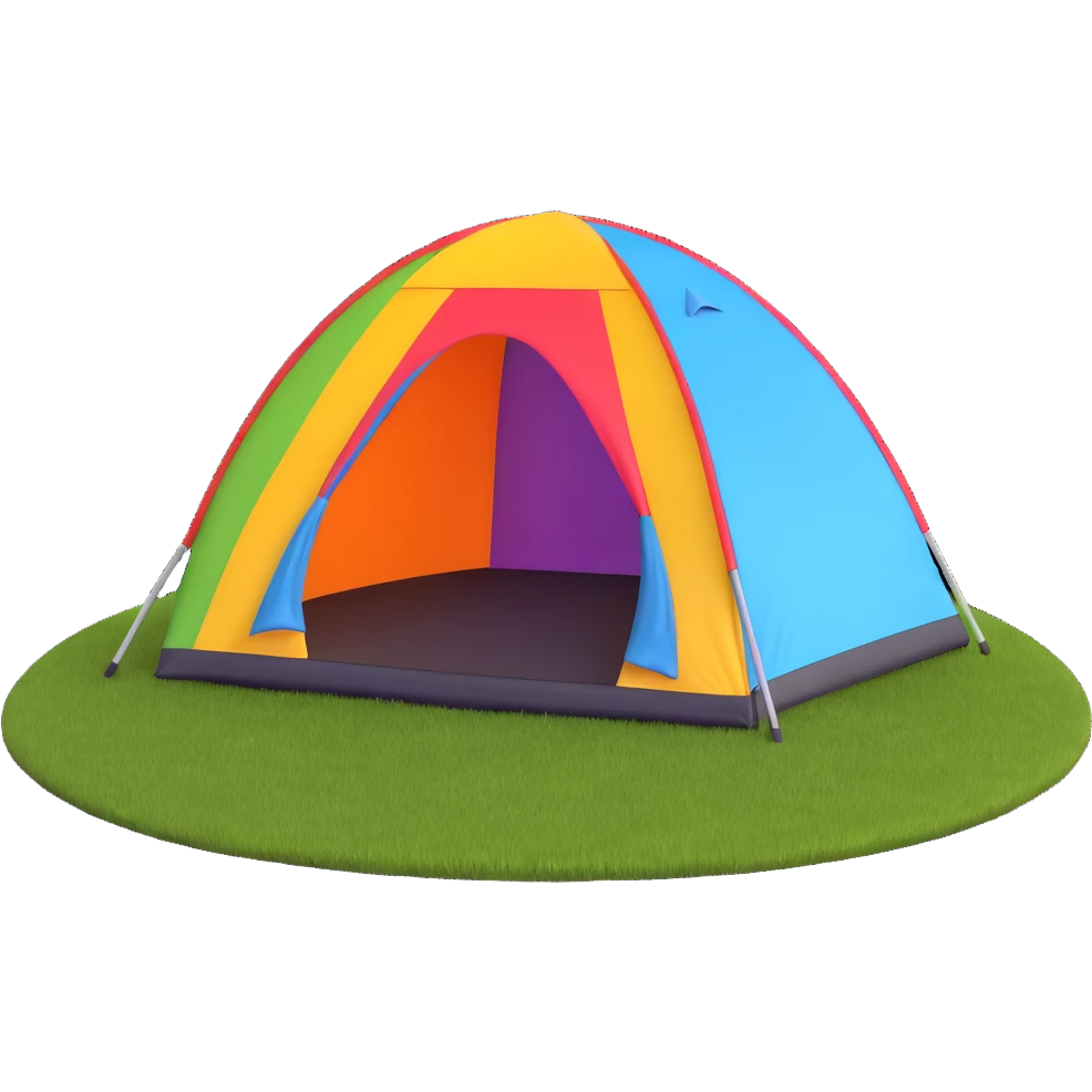 colorful dome tent on grass emoji