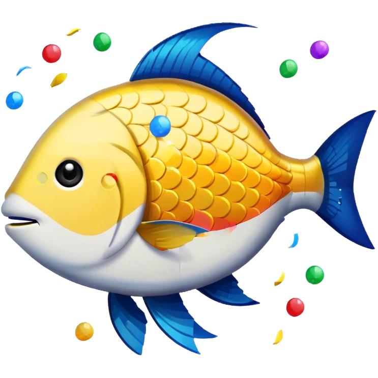 white colored pixel fish cute confetti  emoji