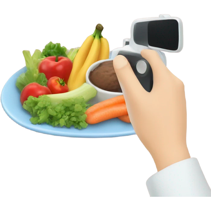 hand taking picture of healthy food emoji