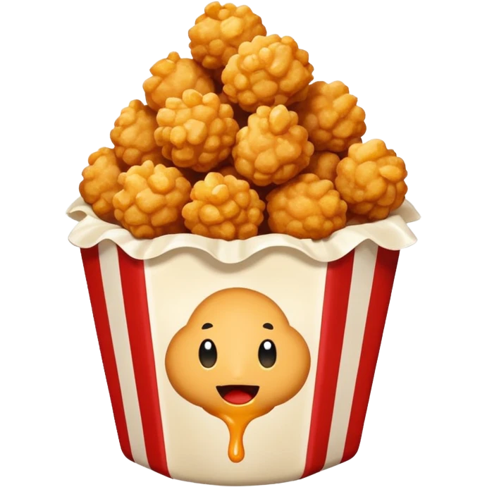 Popcorn chicken with sriracha mayonnaise drizzled on top emoji