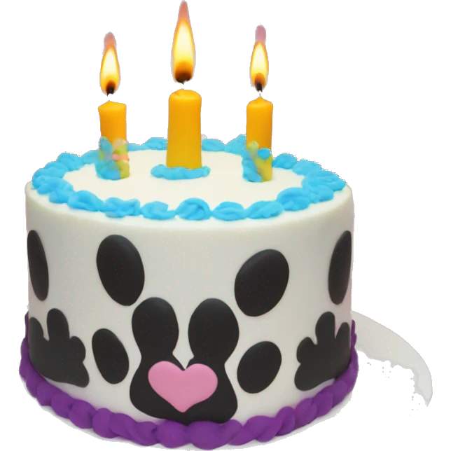 Paw print birthday cake with candle emoji
