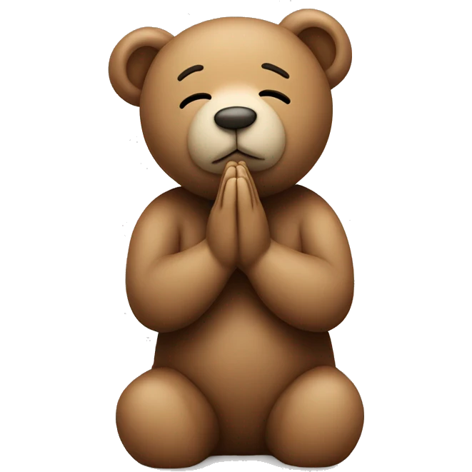 Teddy bear praying with closed eyes emoji