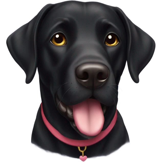Black labrador with heart eyes emoji