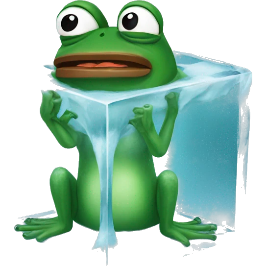 pepe the frog inside an icecube emoji