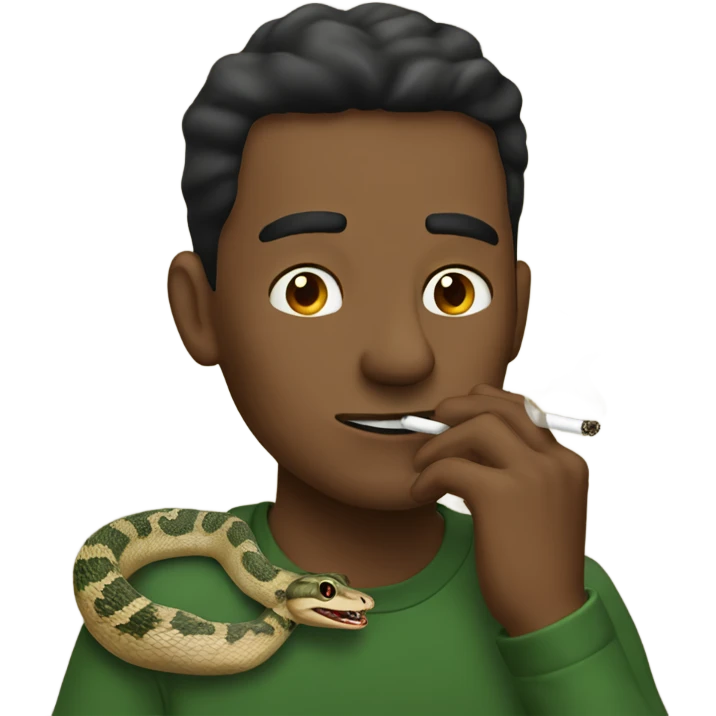 Guy smoking with rattlesnakes emoji