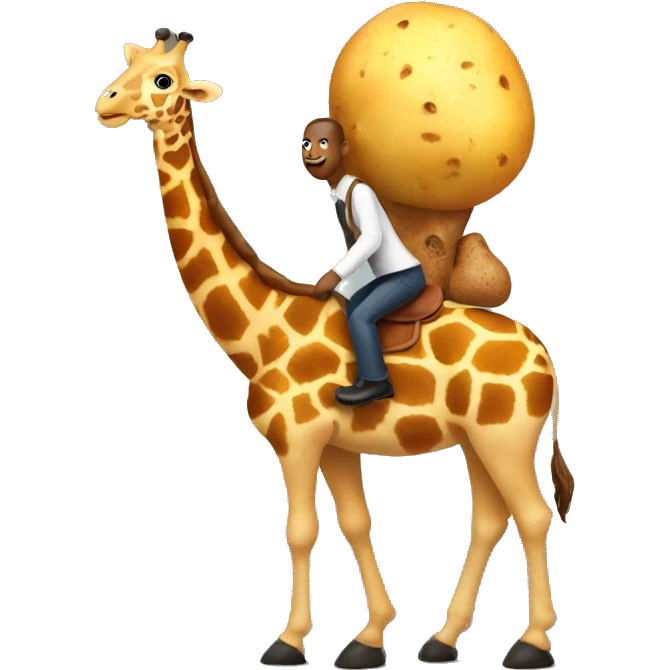 a real potato riding a giraffe  emoji
