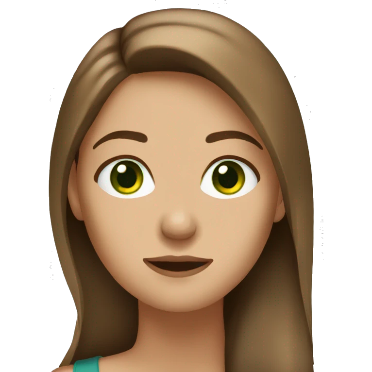 Italian young woman green eyes long brown hair emoji