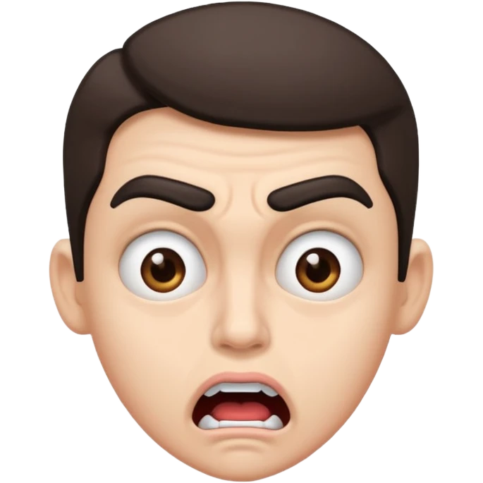 offended with mad eyebrows and open mouth emoji