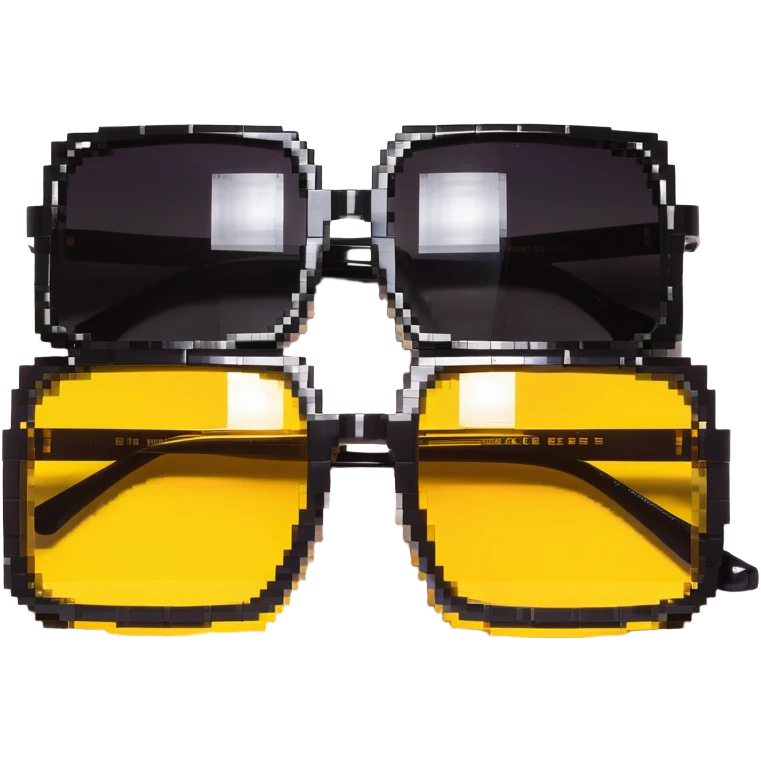 Funky 70s sunglasses with large square frames and yellow lenses emoji
