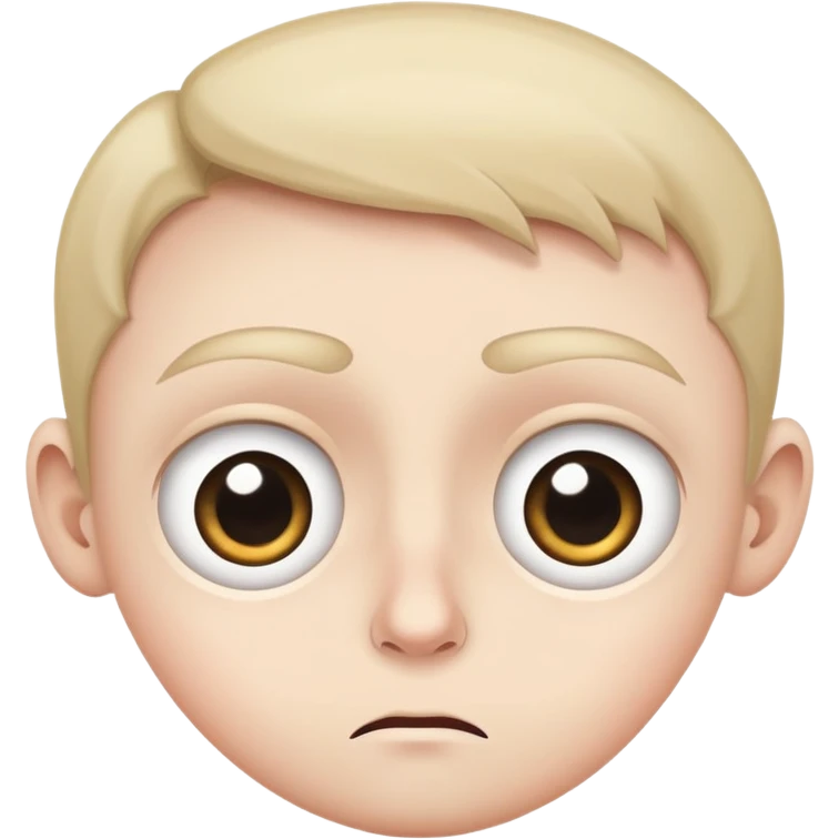 cautious face with wide eyes, slightly raised eyebrows, small frown emoji