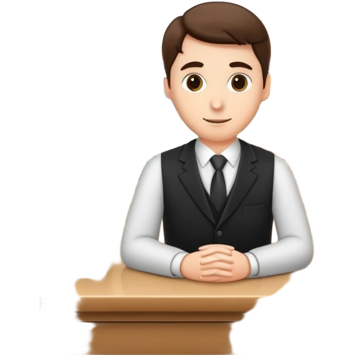 Professional bank clerk in formal attire standing behind a counter emoji