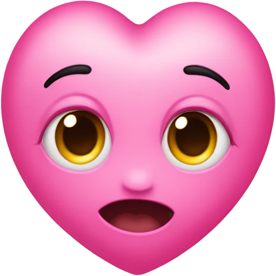 Heart eyes but the eyes are pink and a mouth that young is sticking out emoji
