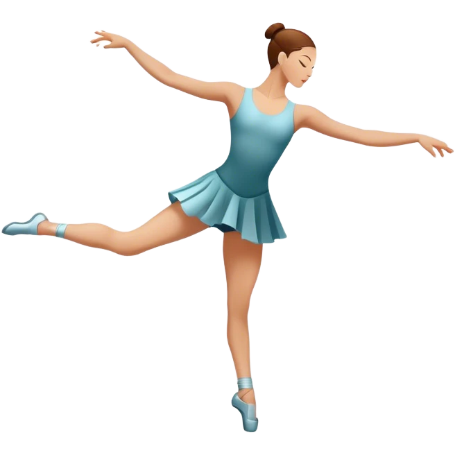 Icon for Contemporary Dance: dynamic dance poses, athletic footwear and fluid movement lines, with a minimalist dance floor and creative lighting. The icon should convey energy, expression and the versatility of contemporary dance. Transparent background. emoji