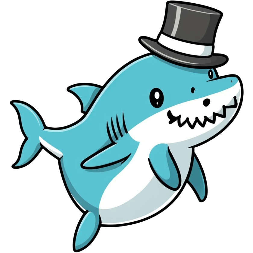 Shark with a top hat emoji