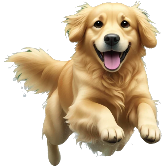 Golden retriever jump into water emoji