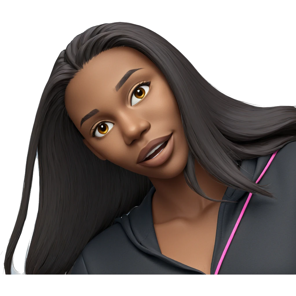 girl with earphones and confidence emoji