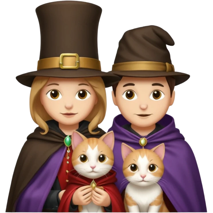 magician couple and their pet cat emoji