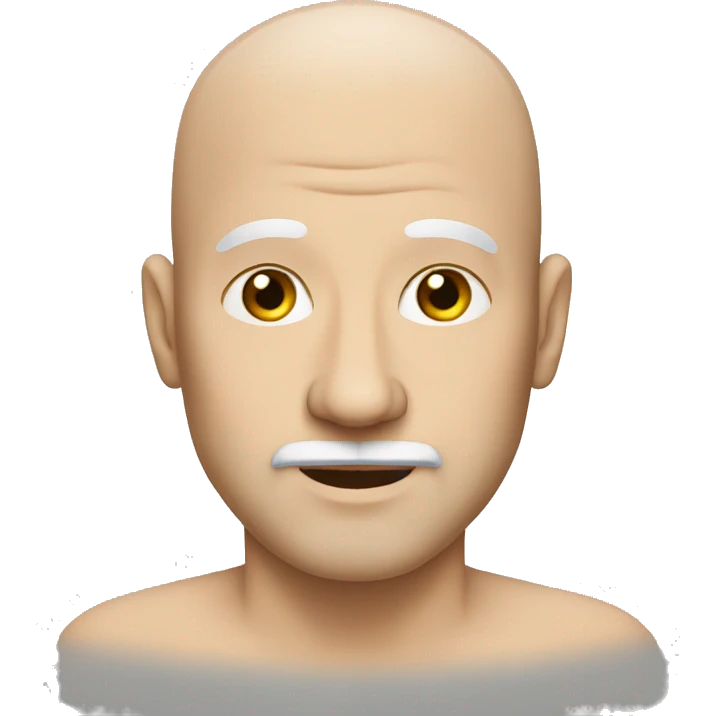 a bald man, white, with a very little bit of beard and moustache. emoji