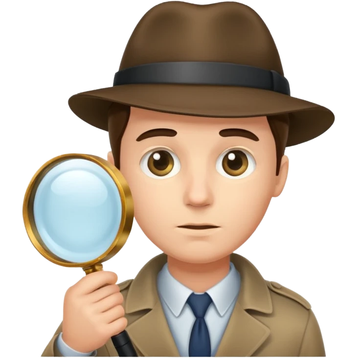 a detective leaning and looking at something with magnifying glass emoji