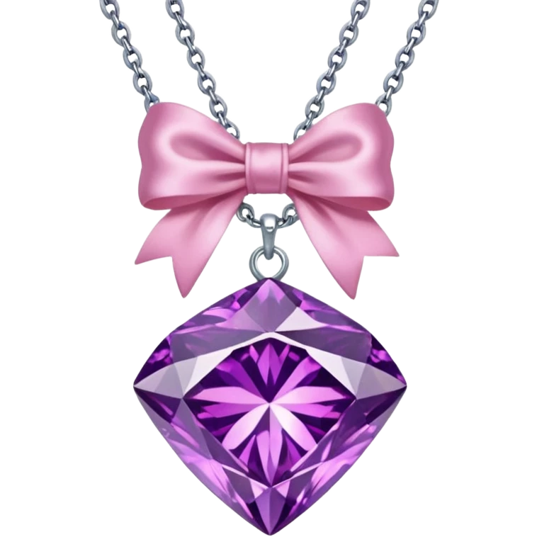 purple diamond necklace with a pink bow emoji