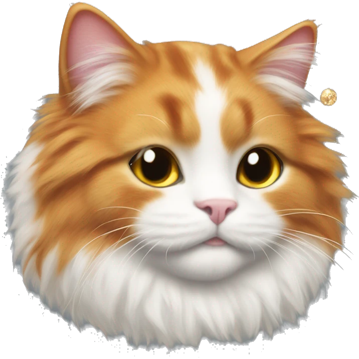 Fluffy ginger cat with white fur with discoballs and flowers  emoji