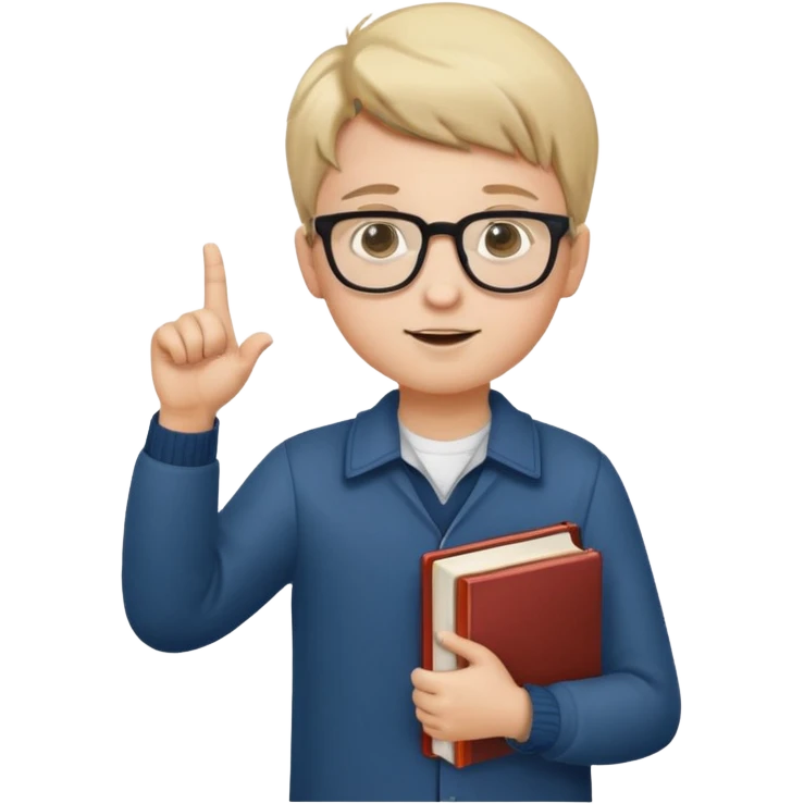 պետք է լինի կանգնած տղա որի մի ձեռքում կլինեն գրքեր իսկ մյուս ձեռքը ցույց կկտա ձախ emoji