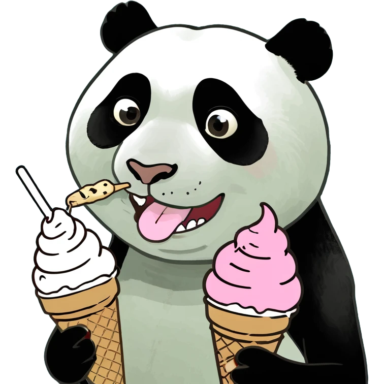 Panda eating ice cream emoji