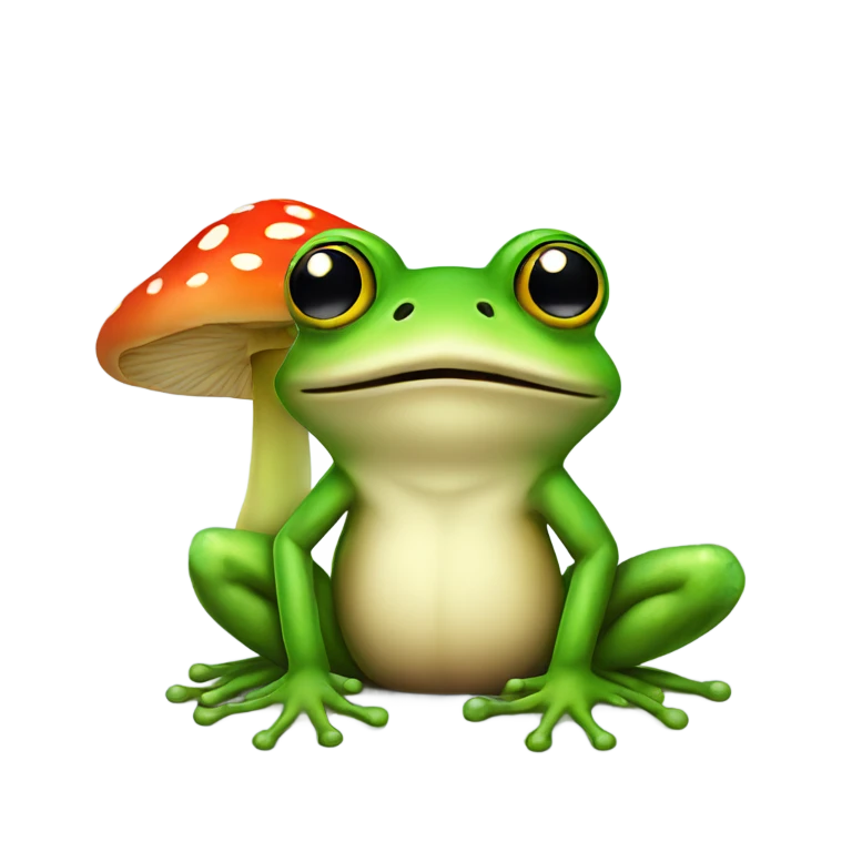 Frog with a mushroom emoji