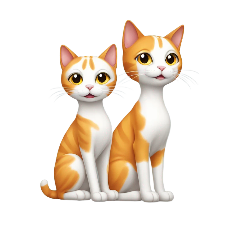 2 orange and white cats one skinny and small and one big emoji