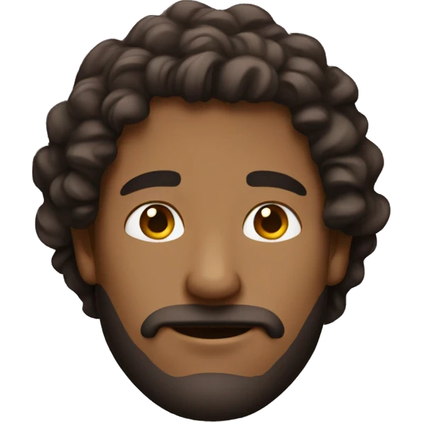 Generate an emoji of a brown haired man with middle length of curly hairs emoji