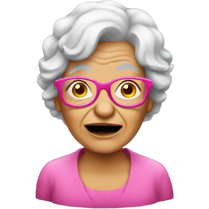 Drunk grandma with pink glasses emoji