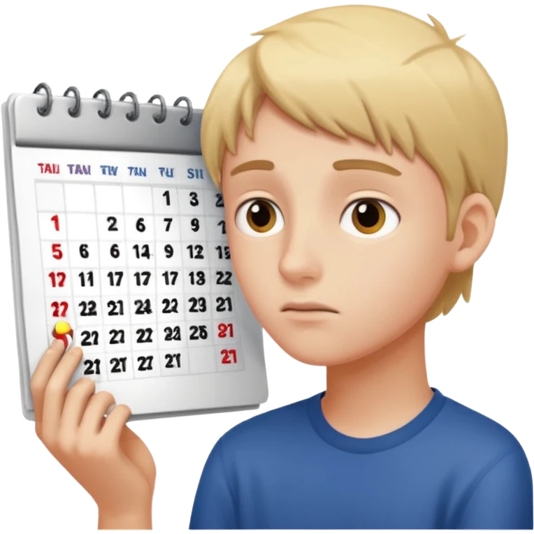 teenager looking through a calendar emoji