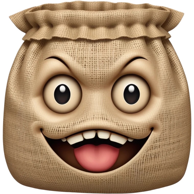 creepy burlap sack face with stitched mouth and dark hollow eyes emoji