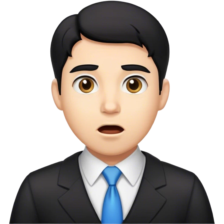 Black-haired male lawyer is surprised emoji