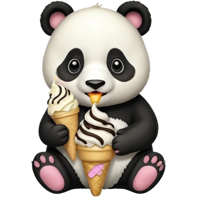 Panda eating ice cream emoji