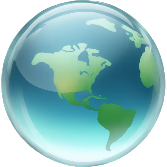 a transparent glass earth emoji
