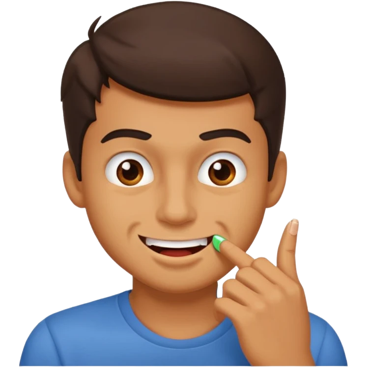 zesty guy biting nail while smirking emoji